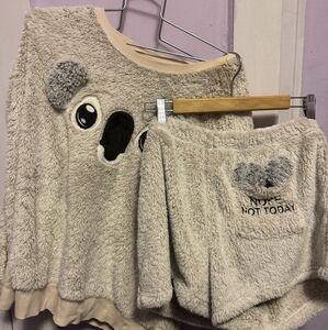 Secret Treasures Koala Winter White Top & Boxers Pajama Sleep Set